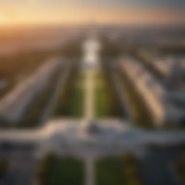 Aerial View of the National Mall An aerial view of the National Mall, capturing the grandeur of the monuments and the vibrant city surrounding them.