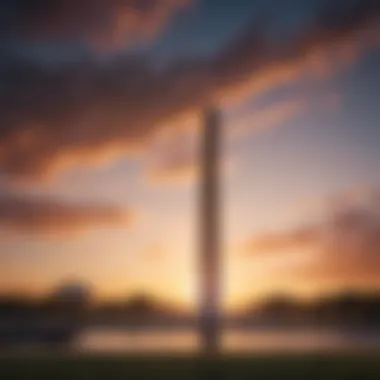 Washington Monument at Sunset A panoramic view of the Washington Monument at sunset, showcasing its iconic structure against a colorful sky.