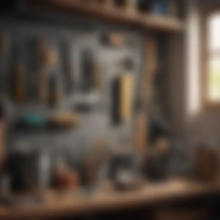 Various cleaning tools organized for effective use