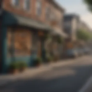 Charming street scene featuring local shops and community interactions.