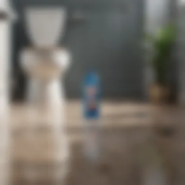 Chemical Solutions for Efficient Toilet Unclogging A bottle of chemical drain cleaner beside a toilet.