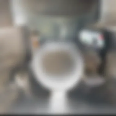 Strategic Use of a Plunger for Toilet Clogs A plunger positioned strategically at the toilet bowl.