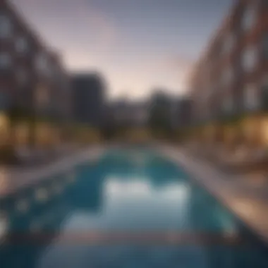 Community amenities such as a pool and lounge area