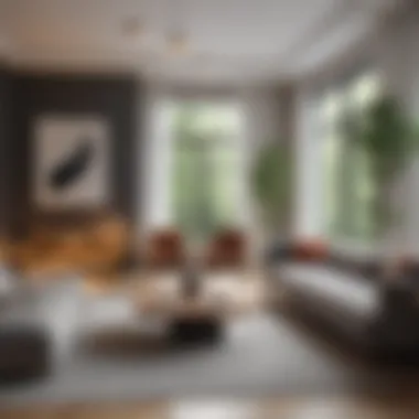 Spacious living area featuring contemporary design elements