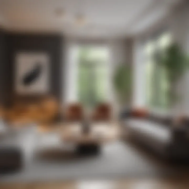 Spacious living area featuring contemporary design elements