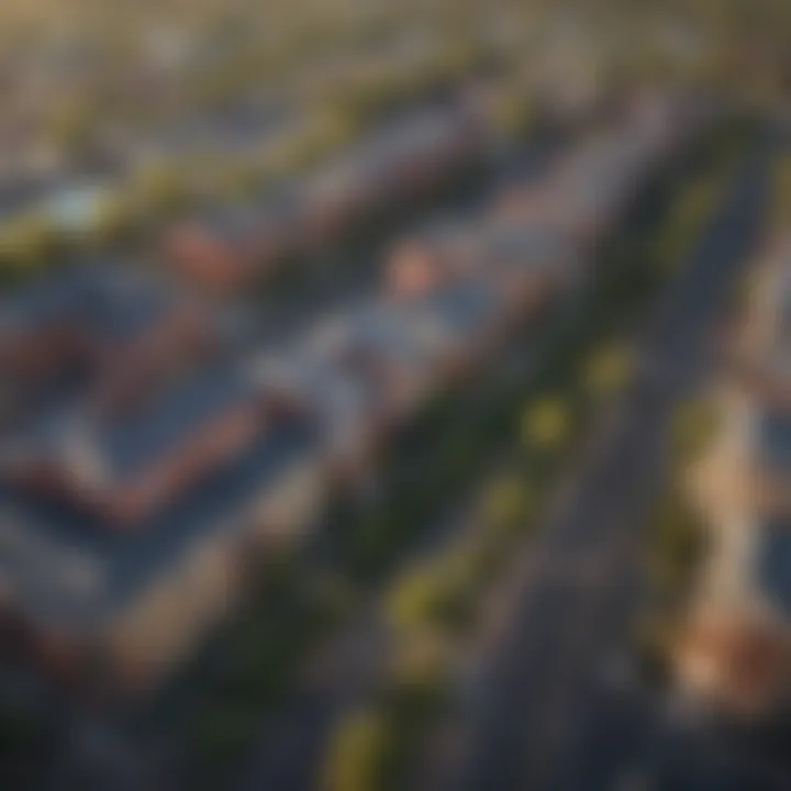 Aerial view of Ruby Hill Apartments highlighting its prime location in Denver