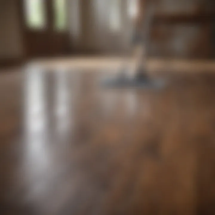Demonstration of cleaning laminate floor