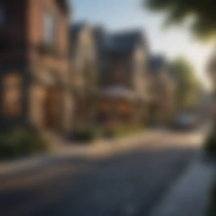 Vibrant neighborhood street showcasing local amenities