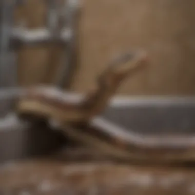 An illustration depicting a plumbing snake being used to clear a drain