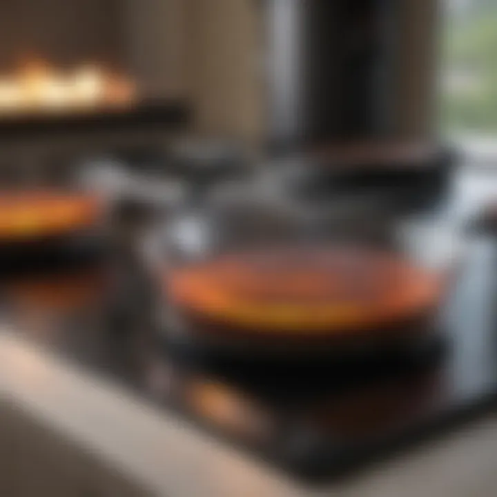 Close-up of a shiny flat top electric stove surface