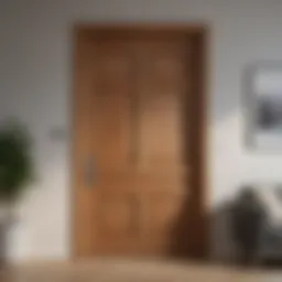 Elegant wooden door in a modern studio apartment