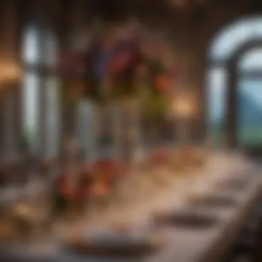 Grand Event Elegance A lavish banquet table adorned with floral centerpieces