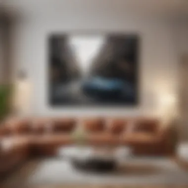 Elegant living room with large artwork above the sofa