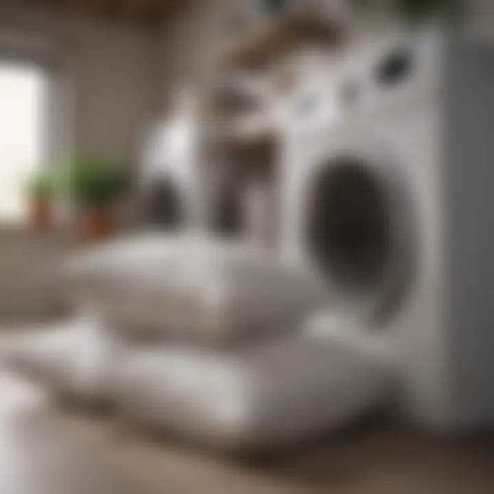 A well-maintained dryer with pillows placed inside for drying.