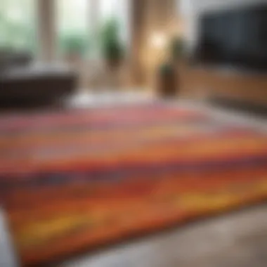 A vibrant synthetic rug in a modern living room