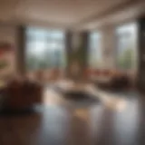 Open floor plan of a one-bedroom apartment showcasing effective use of square footage