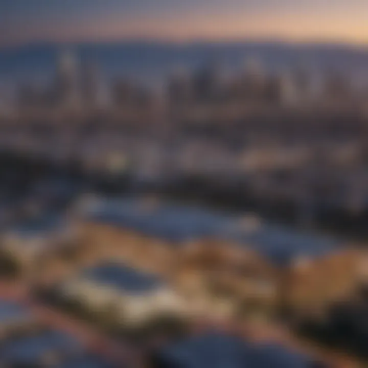 Panoramic view of Los Angeles skyline juxtaposed with Touro educational facilities