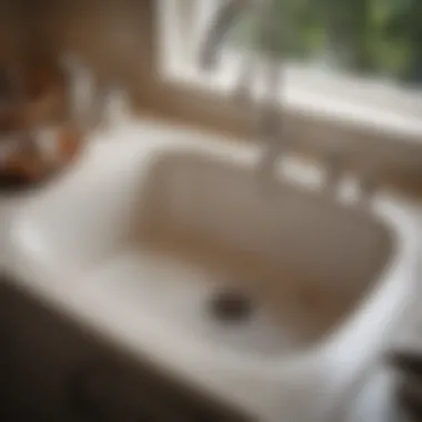 Visual of a clogged sink highlighting the issue Clogged kitchen sink with water buildup