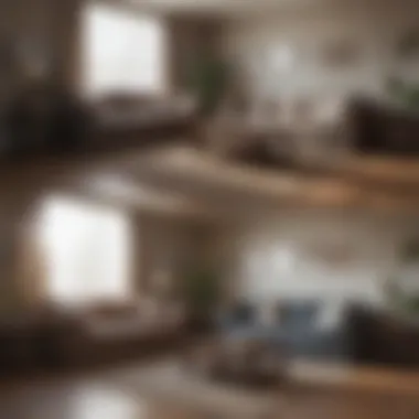 Living Room Transformation Before and after transformation of a cluttered living room to an organized space.