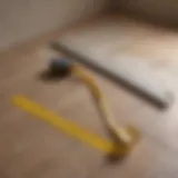Measuring tape laid out on a floor plan