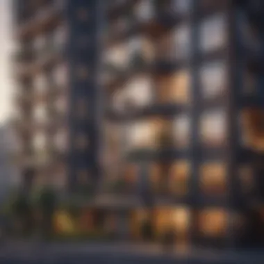 Diverse Apartment Architectures in Urban Settings City skyline showcasing various apartment buildings