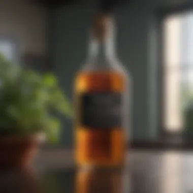 Vinegar and Its Natural Components Vinegar in a glass bottle with natural ingredients