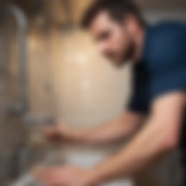 A professional plumber assessing a plumbing system